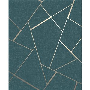 Papier peint turquoise Quart Fractal en vinyl et non encollé de Fine Decor