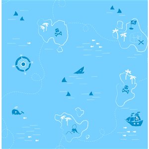 Fine Decor Paper Unpasted Charlie Blue Treasure Map Wallpaper