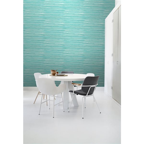 ESTA Home Non-woven Unpasted Cabana Turquoise Faux Grasscloth Wallpaper