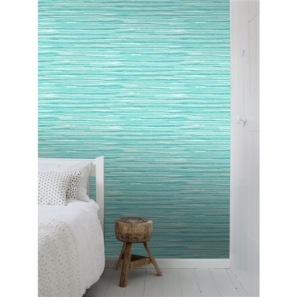 ESTA Home Non-woven Unpasted Cabana Turquoise Faux Grasscloth Wallpaper