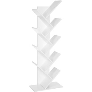 VASAGLE White Composite 8-Shelf Tree Bookcase
