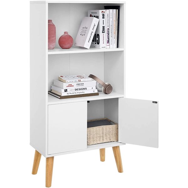 VASAGLE White Composite 3Shelf Bookcase with Storage Unit LBC09WT RONA