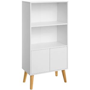 VASAGLE White Composite 3-Shelf Bookcase with Storage Unit