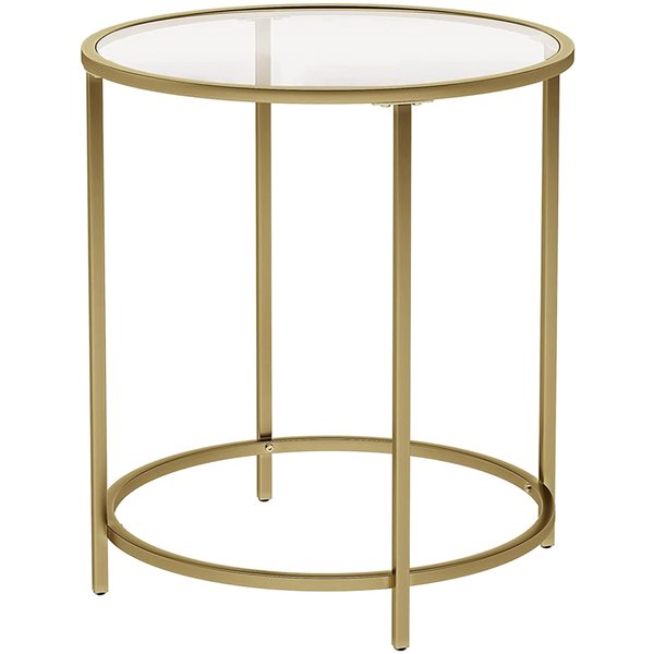Vasagle Gold Glass Round End Table, End Tables Round Gold
