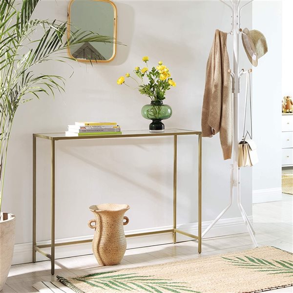 VASAGLE Glass Midcentury Console Table