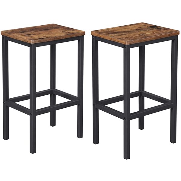 VASAGLE Brown Counter Height (22-in to 26-in) Bar Stool - 2-Pack