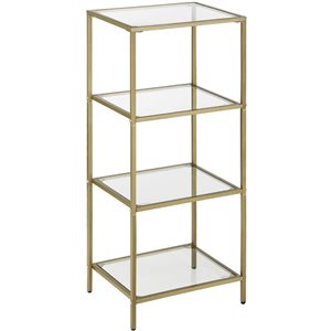 VASAGLE 11.8-in D x 15.7-in W x 37.4-in H 4-Tier Steel and Glass Shelf Unit