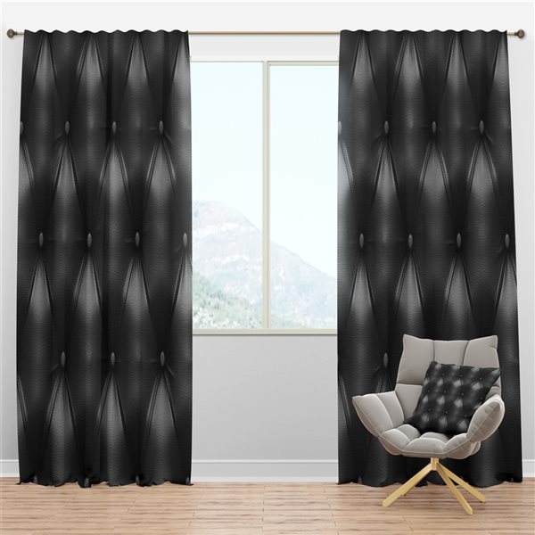 Single Curtain Panel, Black Faux Leather Curtain Panels