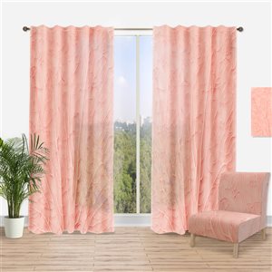 Designart Living Coral Pink 84-in Polyester Blackout Standard Lined Single Curtain Panel