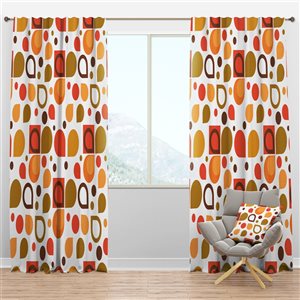 Designart Abstract Retro Geometric I 108-in Orange and Brown Polyester Blackout Standard Lined Single Curtain Panel