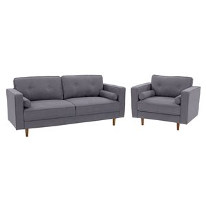 CorLiving Mulberry Grey Microfiber Modern Chair & 3 Seat Sofa Set - 2 Piece