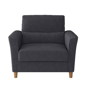 CorLiving Caroline Dark Grey Microfiber Upholstered Accent Chair and a Half