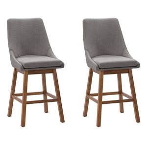 Tabouret de bar en bois rembourré Luca (26 po) de CorLiving (ensemble de 2) - Gris clair