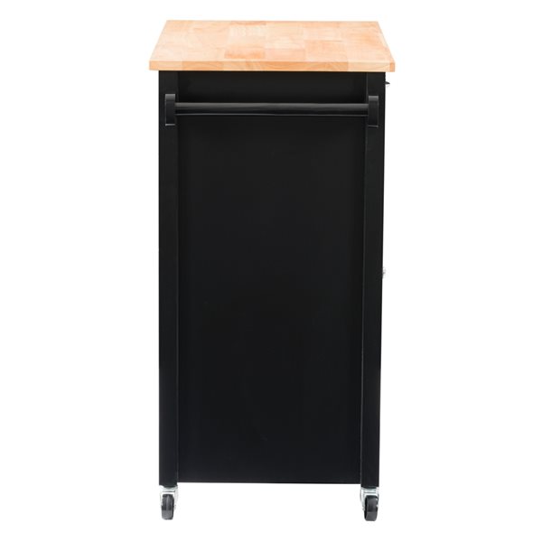 CorLiving Sage Black Wood Base with Rubberwood Wood Top Kitchen Cart (18-in x 32-in x 35-in)