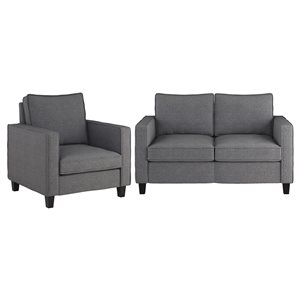 CorLiving Georgia Grey Linen-Like Loveseat and Accent Chair Set - 2 Piece