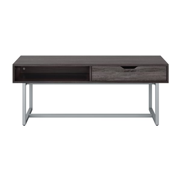 CorLiving Modern Single Drawer Coffee Table with Metal Legs 47.25in Grey LAS651C RONA