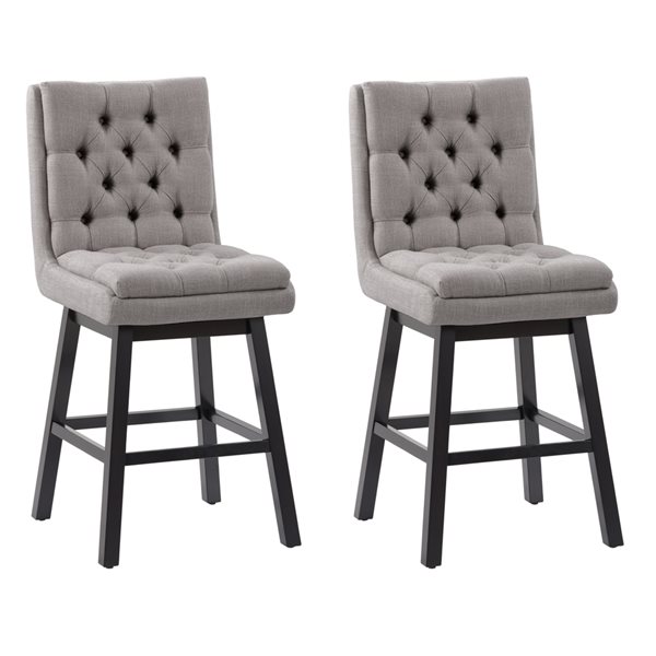 CorLiving Leilani (27-in) Tufted High Back Fabric Barstools (Set of 2) - Lt Grey