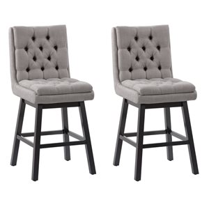 Tabourets de bar capitonnés en tissu à dossier haut Leilani (27 po) de CorLiving (ensemble de 2) - Gris clair