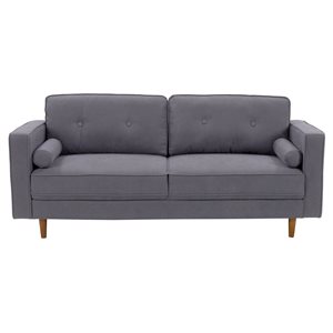 CorLiving Mulberry Grey Microfiber Modern 3-Seater Sofa with Bolster Cushions