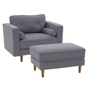 CorLiving Mulberry Microfiber Accent Chair & Ottoman Set (2 pieces) - Grey