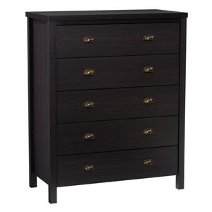 CorLiving Boston Black Faux Wood 5-Drawer Dresser/TV Stand