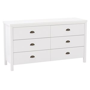 CorLiving Boston Classic White 6-Drawer Dresser/TV Stand
