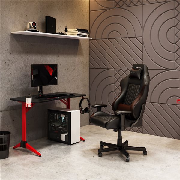 CorLiving Conqueror Black and Red 47-in Modern/Contemporary Computer Desk