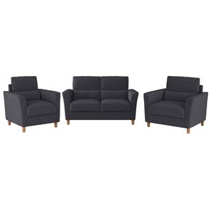 CorLiving Dark Grey Microfiber Loveseat, Sofa and Accent Chair Set - 3 Piece