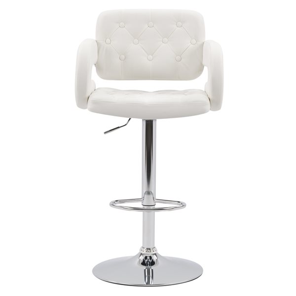 Adjustable height white cushioned bar deals stool