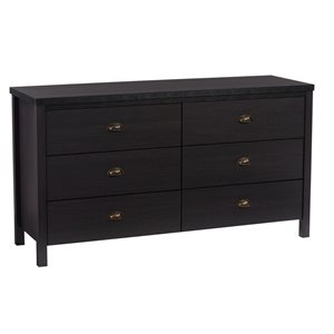CorLiving Boston Black Faux Wood 6-Drawer Dresser/TV Stand