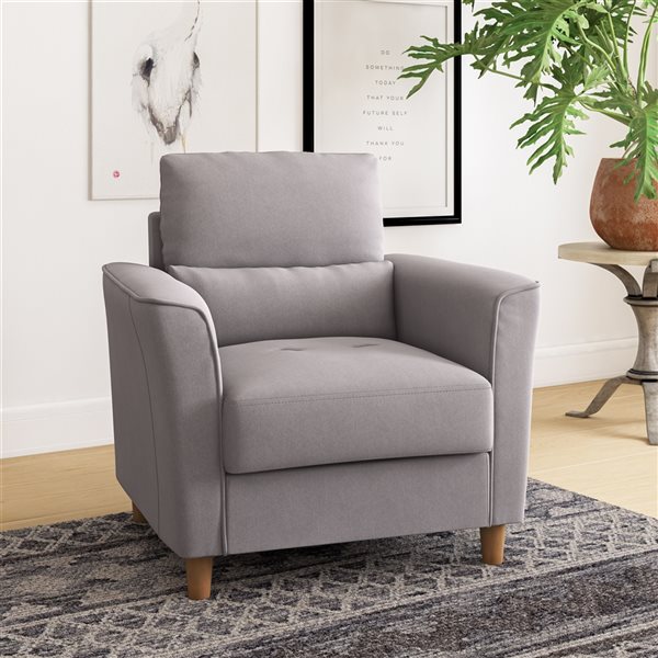 CorLiving Georgia Microfiber Modern Accent Chair - Light Grey