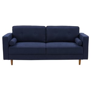 CorLiving Mulberry Navy Microfiber Modern 3-Seater Sofa with Bolster Cushions