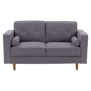 CorLiving Mulberry Grey Microfiber Modern 62-in Loveseat with Bolster Cushions