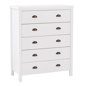 CorLiving Boston Classic White 5-Drawer Dresser/TV Stand