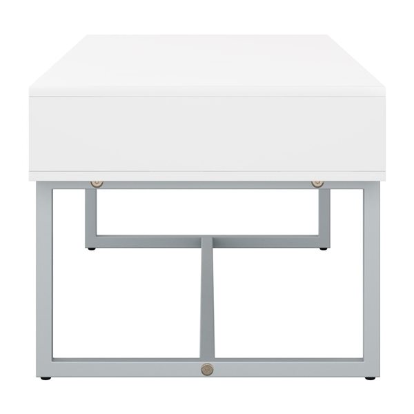 CorLiving Modern Single Drawer Coffee Table with Metal Legs - 47.25-in - White