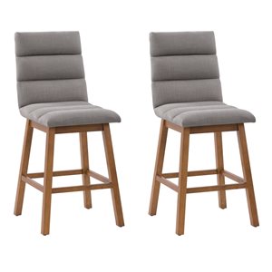 Tabourets de bar rembourrés Boston par CorLiving gris clair à hauteur de comptoir (22 po à 26 po), 2 pièces