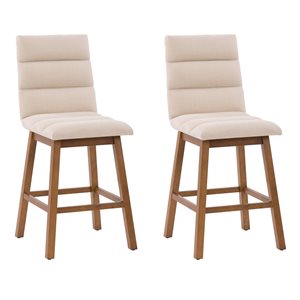 CorLiving Boston Beige Counter Height (22-in to 26-in) Upholstered Bar Stool - 2-Piece