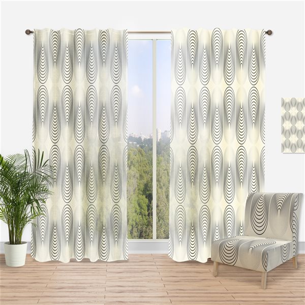 Designart 84in x 52in Monochrome Geometric Pattern X MidCentury