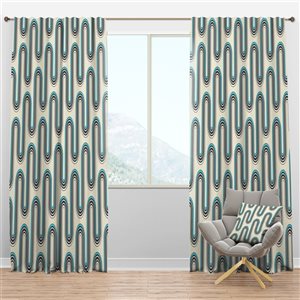 DesignArt 90-in x 52-in Retro Geometrical Abstract Minimal Pattern IV Blackout Curtain Panel