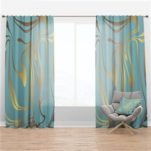 Designart 84-in x 52-in Golden Marble Design I Mid-Century Modern Curtain Panels
