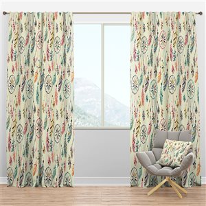 Designart 108-in x 52-in Pattern with Native Indian-American Dream Catcher Blackout Curtain