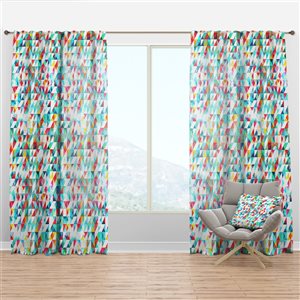 Designart 108-in x 52-in Bright Triangle Pattern with Grunge Effect Modern Curtain Panels