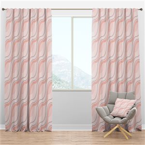 DesignArt 108-in Pink Elegant Pastel Waves Mid-Century Modern Blackout Curtain Panel