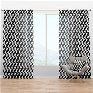 DesignArt 90-in Monochrome Geometric Pattern IV Mid-Century Modern Curtain Panel