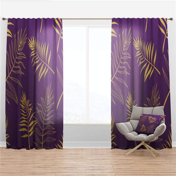 Designart 84-in Tropical Foliage V Mid-Century Modern Blackout Curtain Panel