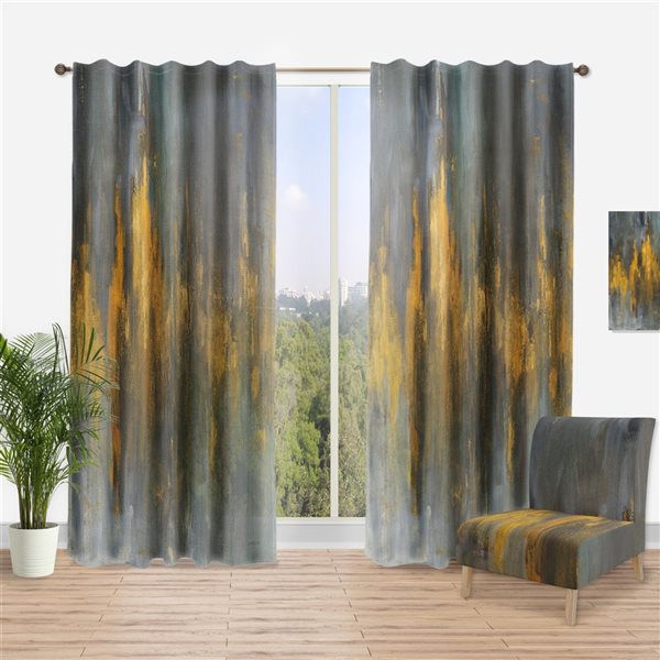 Designart Black And Gold Glam Abstract 120 In Semi Sheer Standard Lined Curtain Panels Ctn30557 52 Rona Standard Lined Curtain Panels Ctn30557, Black White Gold Curtains