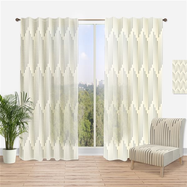 Designart Zigzag Minimal Striped Design Scandinavian 84in SemiSheer Standard Lined Curtain