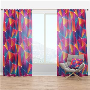 Designart Bright Triangle with Grunge Effect Modern 108-in Semi-Sheer Standard Lined Curtain Panels