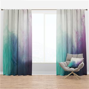 Designart Cyan, Blue and Pink Water in Ink Composition 84-in Semi-Sheer Standard Lined Curtain Panels