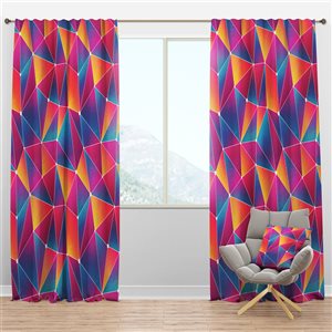 Designart Bright Triangle with Grunge Effect Modern 95-in Blackout Standard Lined Curtain Panel